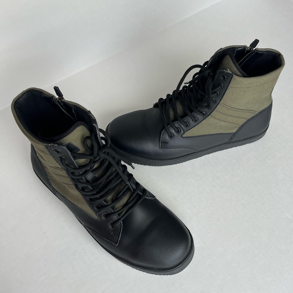 Woobies Jungle Boots Black Green High Top Slip Resistant Side Zip